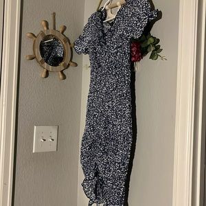 Amazon : Ribbed scrunched blue dress